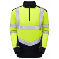 Leo Workwear Tapeley Class 2 Hi-Vis Yellow 1/4 Zip Sweatshirt